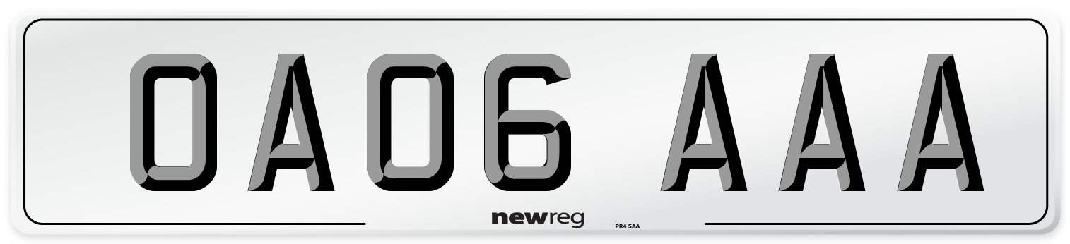 OA06 AAA Number Plate from New Reg